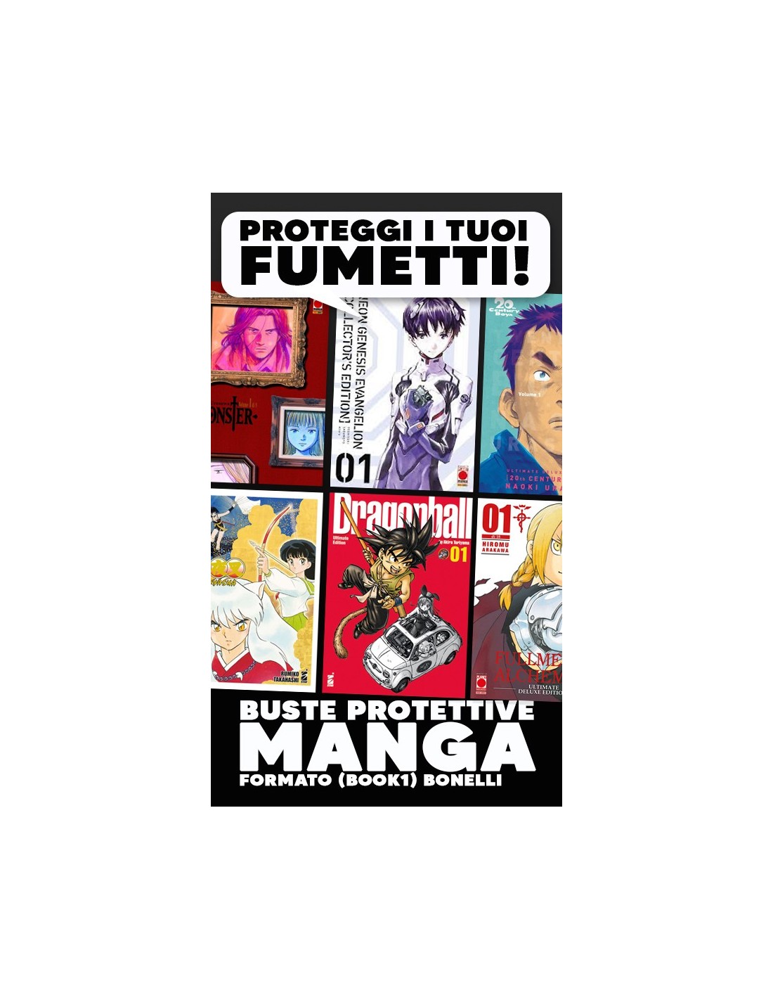 Buste Protettive MANGA Formato BOOK1 (Pacco Da 100)